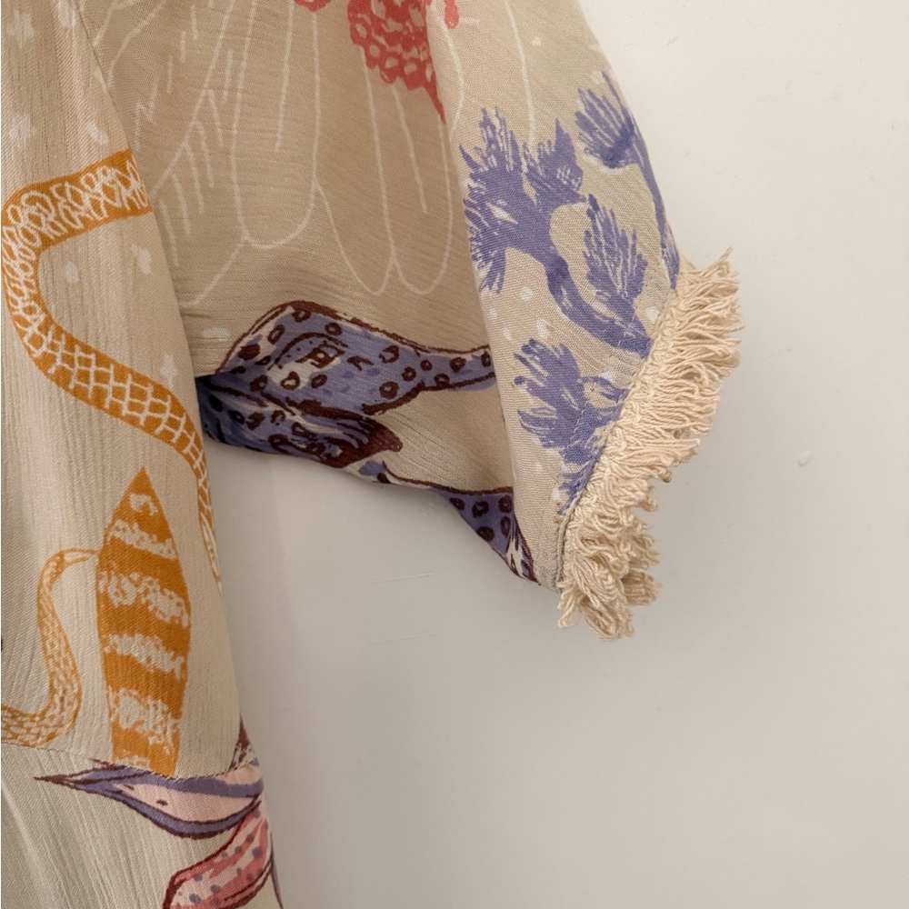 Boho Floral Animal Print Cream Maxi Dress - Lightweight Summer Wrap - Picture 4 of 11
